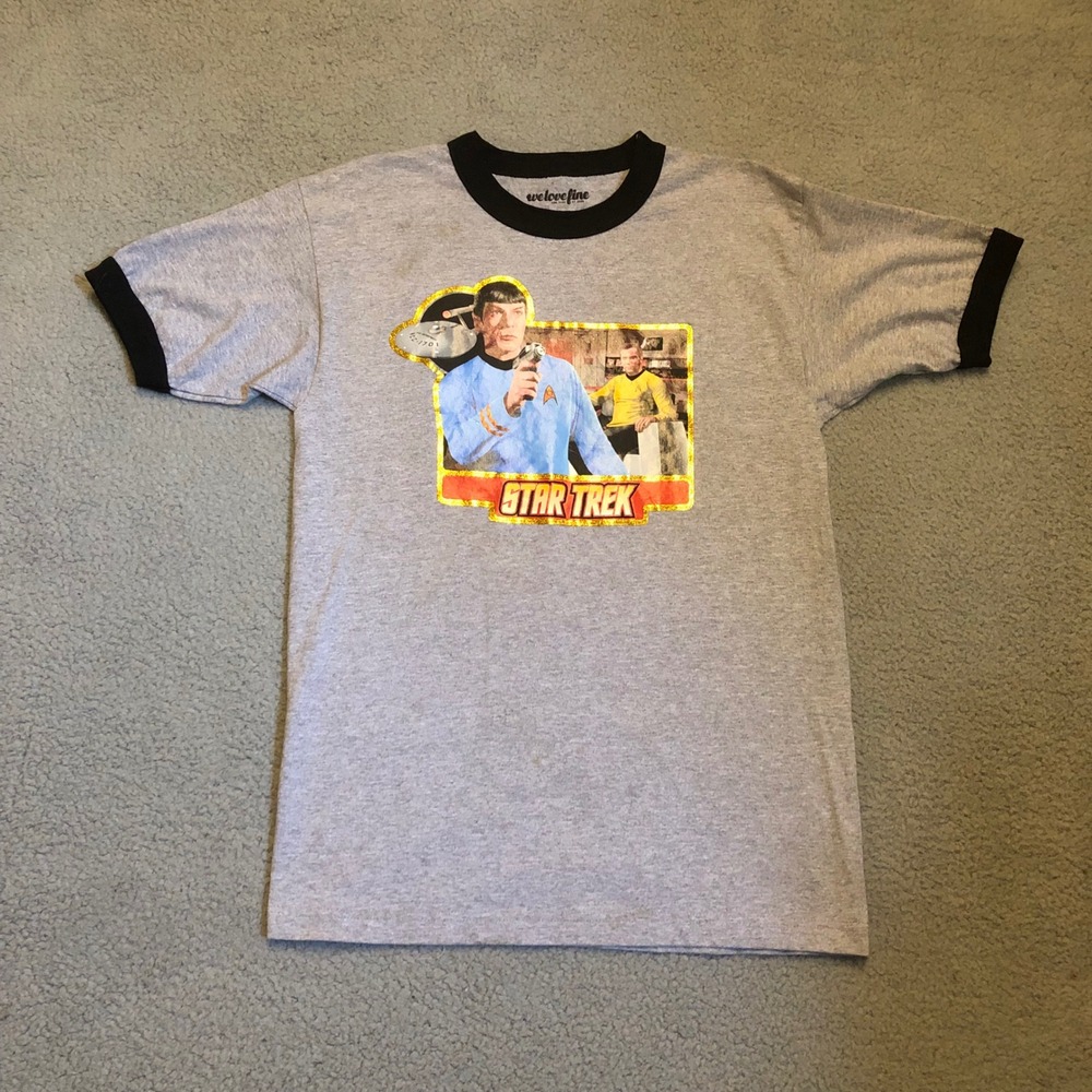2014 Star Trek Spock Kirk Ringer Shirt Grey WeLoveFine Sci Fi Movie Tee M